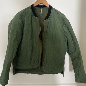 Free People Green Quilted Bomber Jacket XS